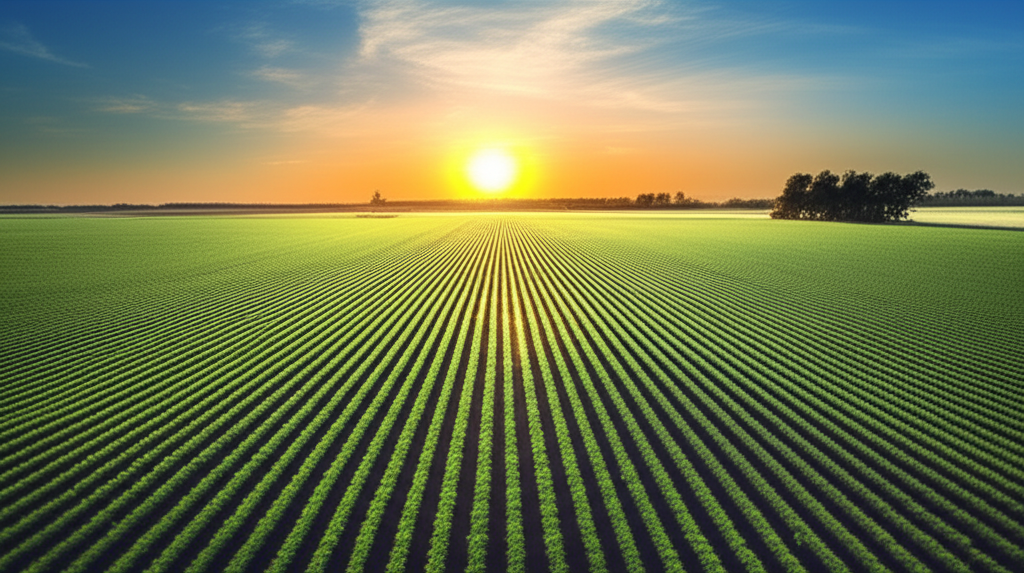 Agricultural field at sunrise