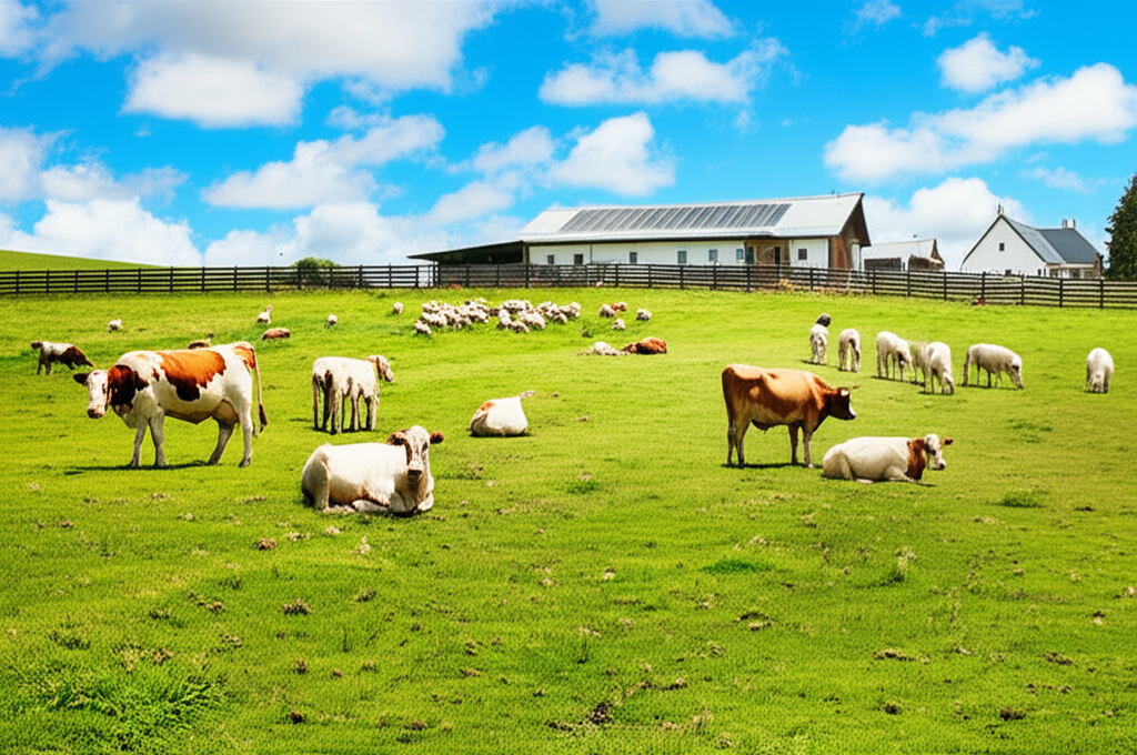 Healthy cows in a modern barn, symbolizing improved animal health